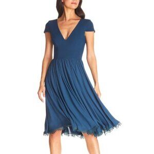 Dress the Population Blue V-Neck Dress